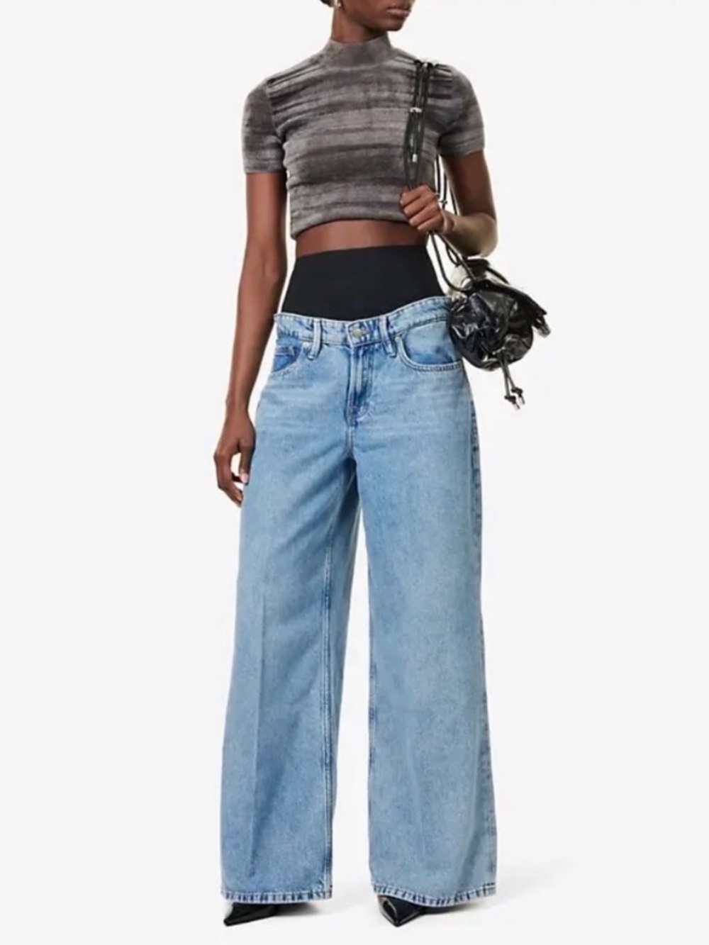 Good American Wide Leg Good Ease Solution Denim Jeans Size 15 - Picture 9 of 12